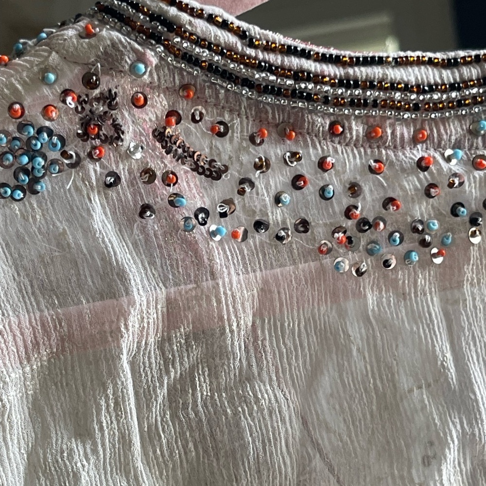 NWT Monique Leshman 100% Silk Southwestern Transparent Embellished Tunic - Picture 11 of 16